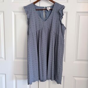 Knox Rose Slate Blue Eyelet Dress